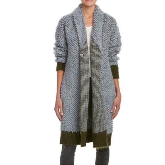 Elizabeth and James Mohair and Wool Chunky Knit Cardigan Sweater Duster Jacket - Picture 7 of 9